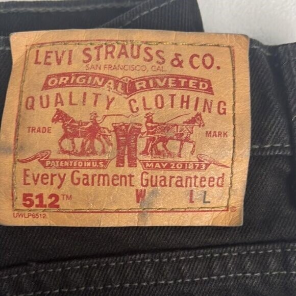 Levi's Black 512 Classic Slim Straight Leg High-Rise Red Tab Rigid Cotton 13L - Picture 6 of 14